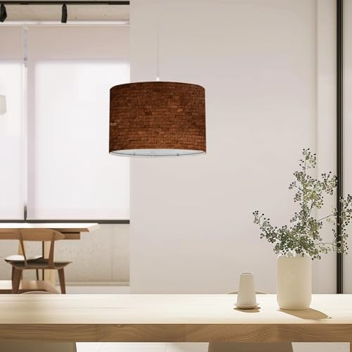 Linen Lampshade Plug in Pendant Light with Dimmable Switch J92764