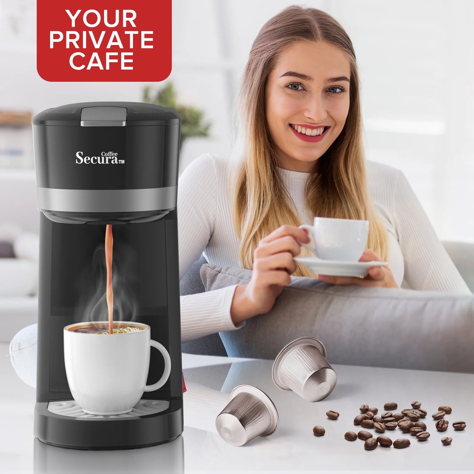 Single Serve Coffee Maker 12 Oz. Stainless Steel R762894