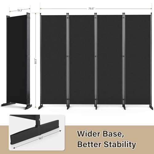 Black 4 Panel Room Divider X382920