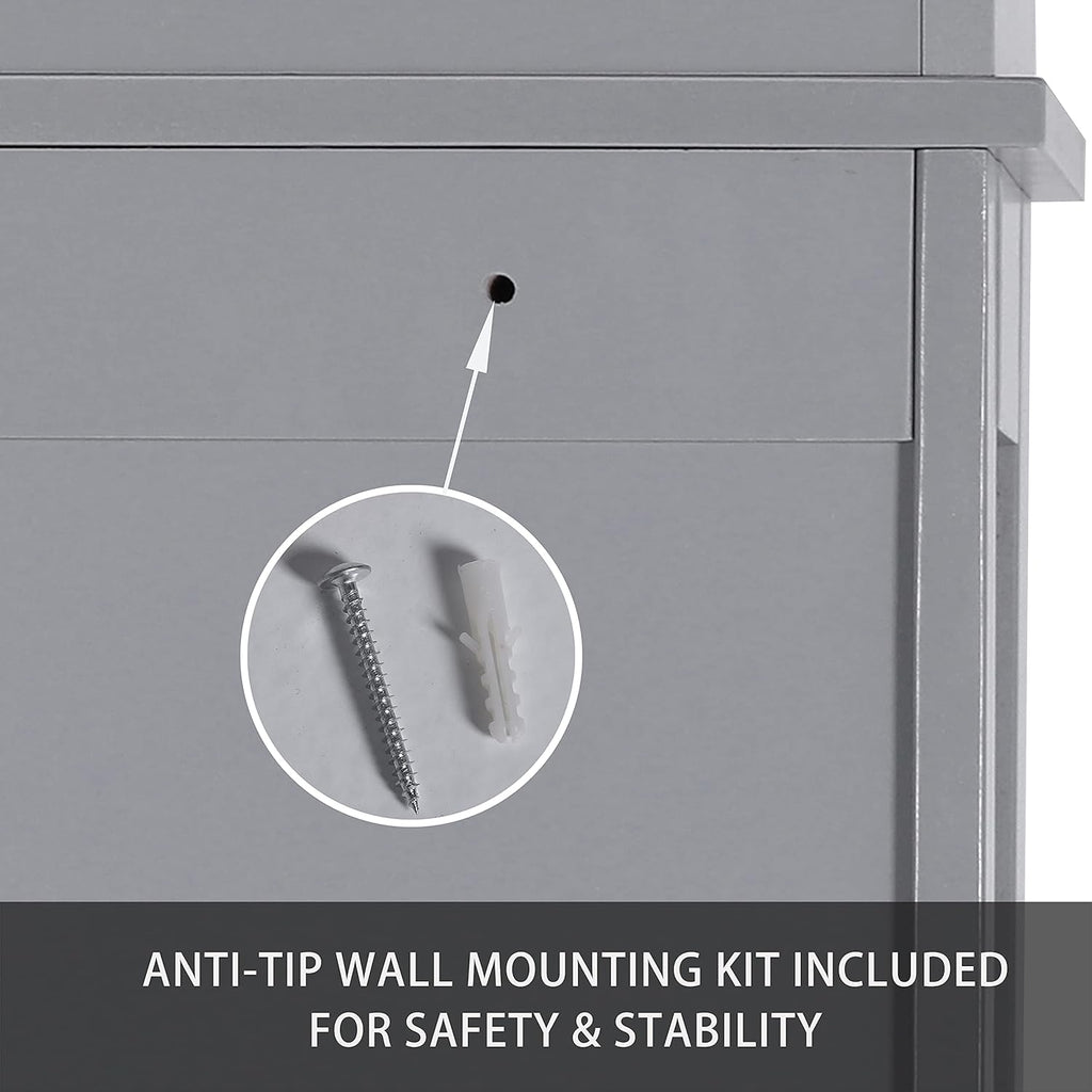 Grey Over The Toilet Storage Cabinet with Adjustable Shelf D8160