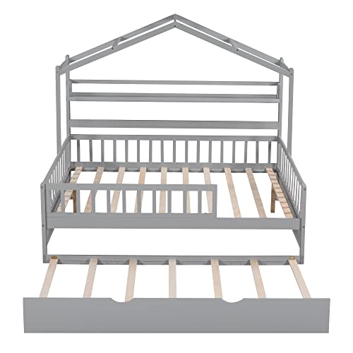 Pink Full Size Wooden House Bed with 2 Drawers A779