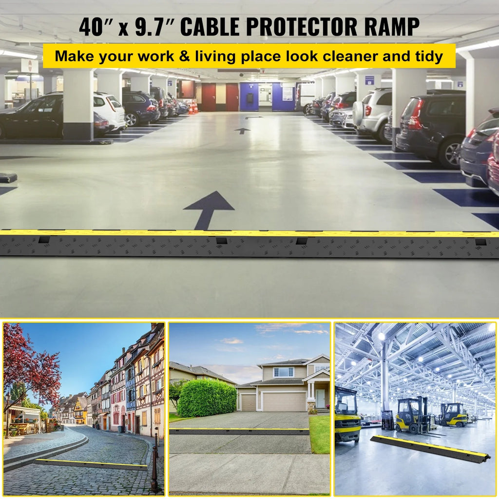 4 Packs 2 Channels Rubber Cable Protector Ramp A2267