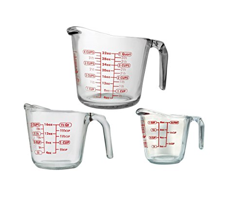 3 Piece Glass Measuring Cups Set O256
