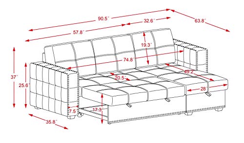 Black Sectional Sofa with Storage Chaise Q66250