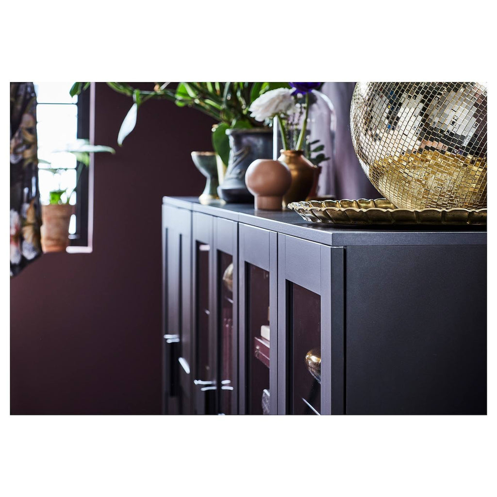 Black Glass Cabinet with Doors Z4430