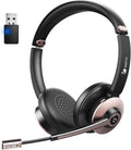Wireless Bluetooth 5.0 On-Ear Headset with Microphone and USB Dongle, Pack of 2 J7408