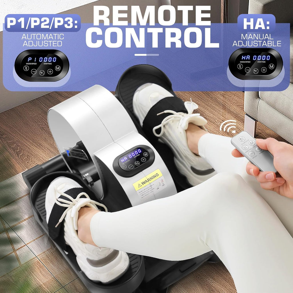 Under Desk Elliptical, Electric Seated Foot Pedal Exerciser with LCD Display Monitor, Remote Control P34606