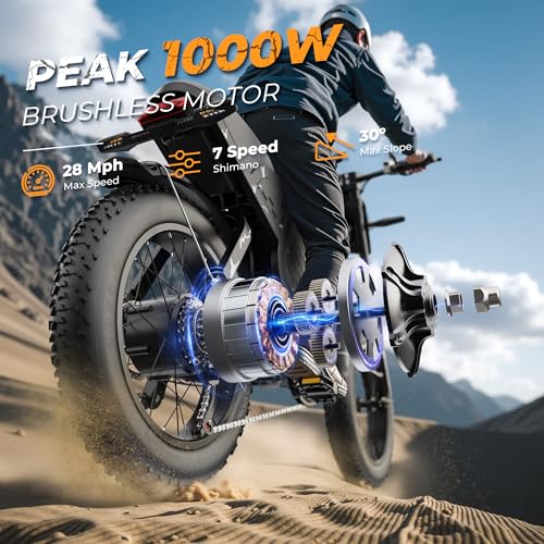 Electric Bike 48V 31.5Ah Battery 20" Fat Tires 7-Speed O540
