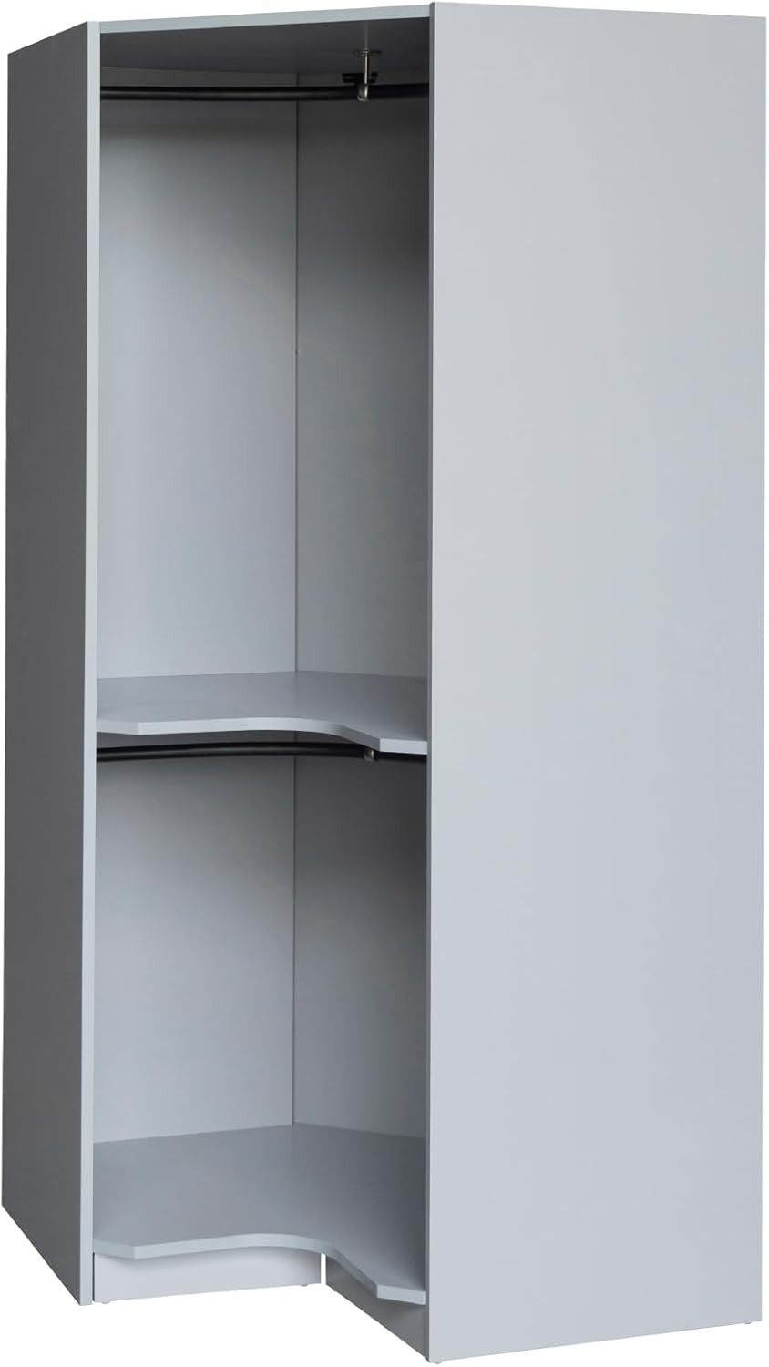 Wooden Corner Armoire Wardrobe with Hanging Rail L3049