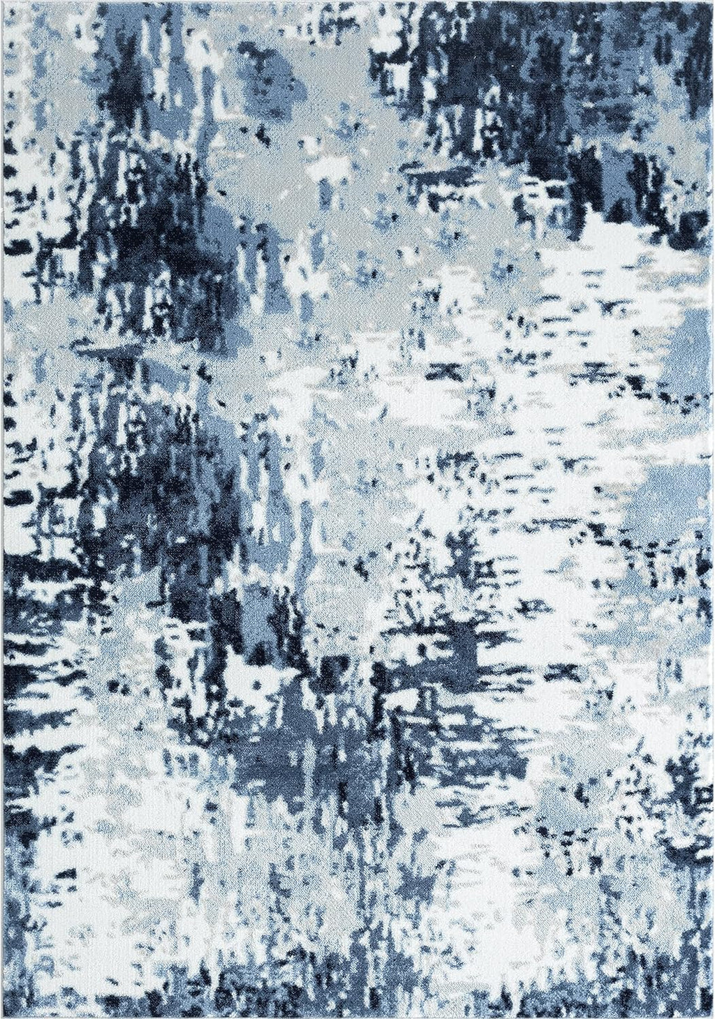 Blue White Grey Contemporary 5' 3" x 7' 6" Non-Shed Area Rug G891151
