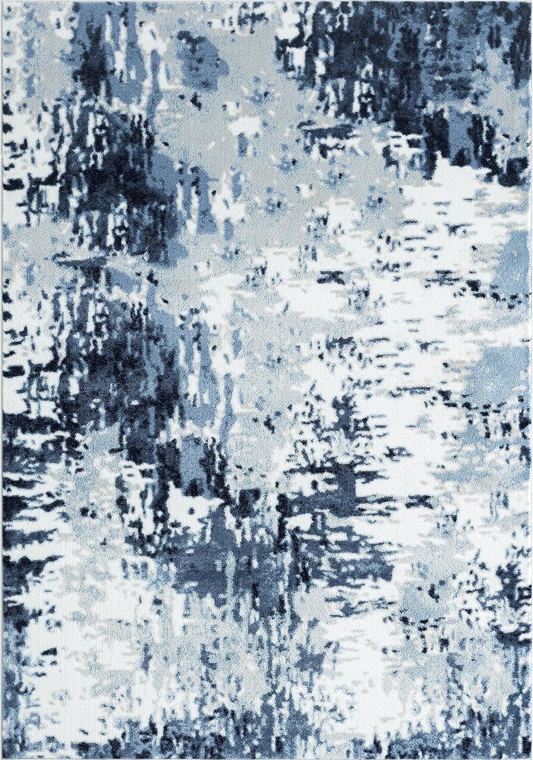 Blue White Grey Contemporary 5' 3" x 7' 6" Non-Shed Area Rug G891151