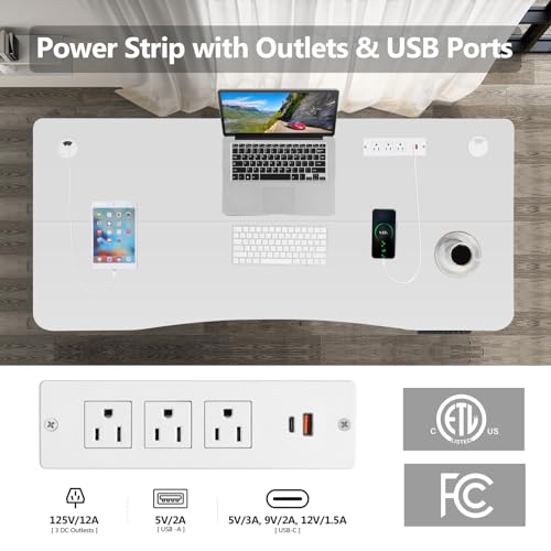 55'' x 24'' Electric Adjustable Height Sit Stand Desk with Charging Station (Oak) O6843