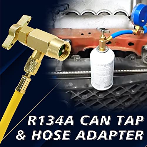 R1234YF Self-Sealing Puncture Style Refrigerant Can Tap Valve with Hose Adapters G973238