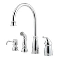 Stainless Steel Single Handle High Arc Kitchen Sink Faucet with Side Sprayer and Soap Dispenser D623