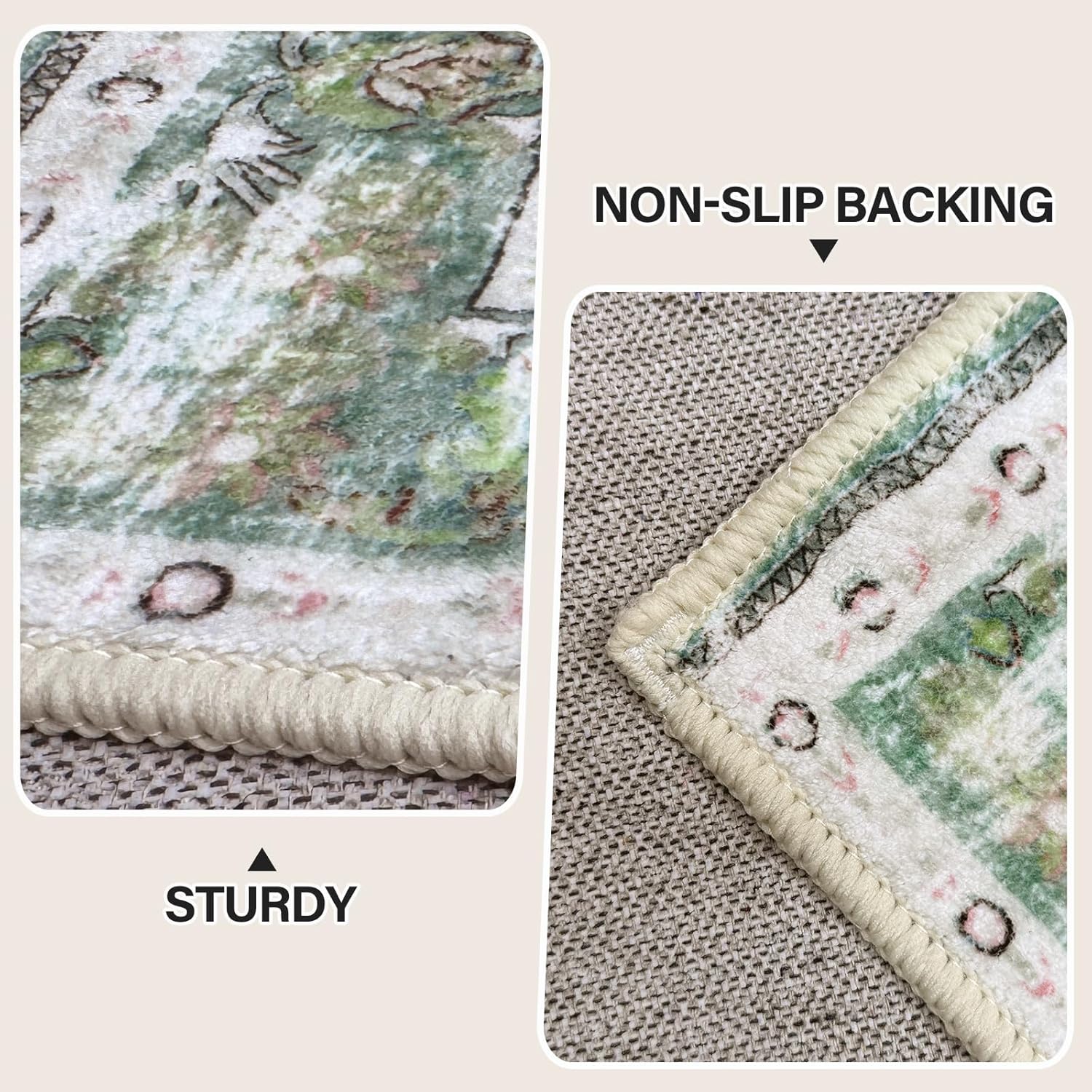 Sage Green 5×7 Washable Area Rug U98379