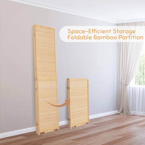 5.6FT Brown Bamboo 4 Panel Room Divider D92290