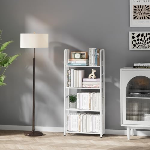 White 5 Tiers Tall Bookshelf V11895