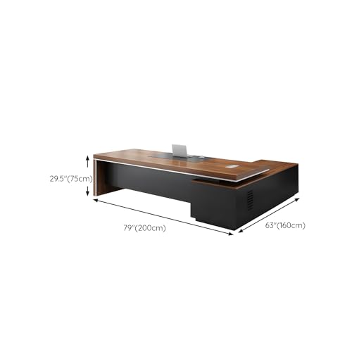 Brown L-Shape Executive Desk with Storage 79" L x 63" W x 29.5" H T830574