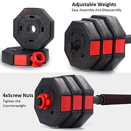 Set of 2 Adjustable Dumbbell Barbell Weight Set O57336
