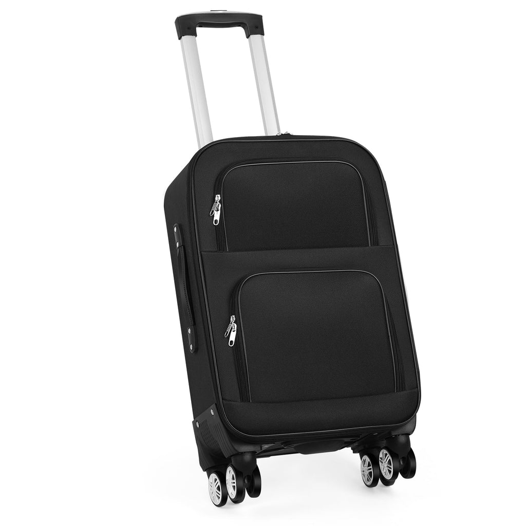 20 inch Softside Black Carry On Suitcase with Spinner Wheels Lock E800