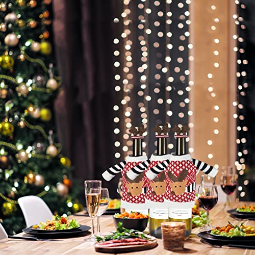 3Pack Christmas Wine Bottle Covers Reindeer Red K411696
