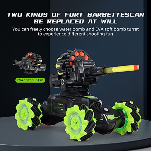 RC Car Remote Control Stunt Truck with Soft Bullets Water Bomb Spray Music LED (Green) U69326