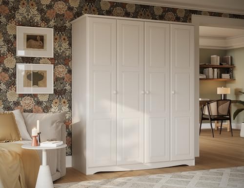 Black 100% Solid Wood Wardrobe Armoire with Mirrored Doors N151000