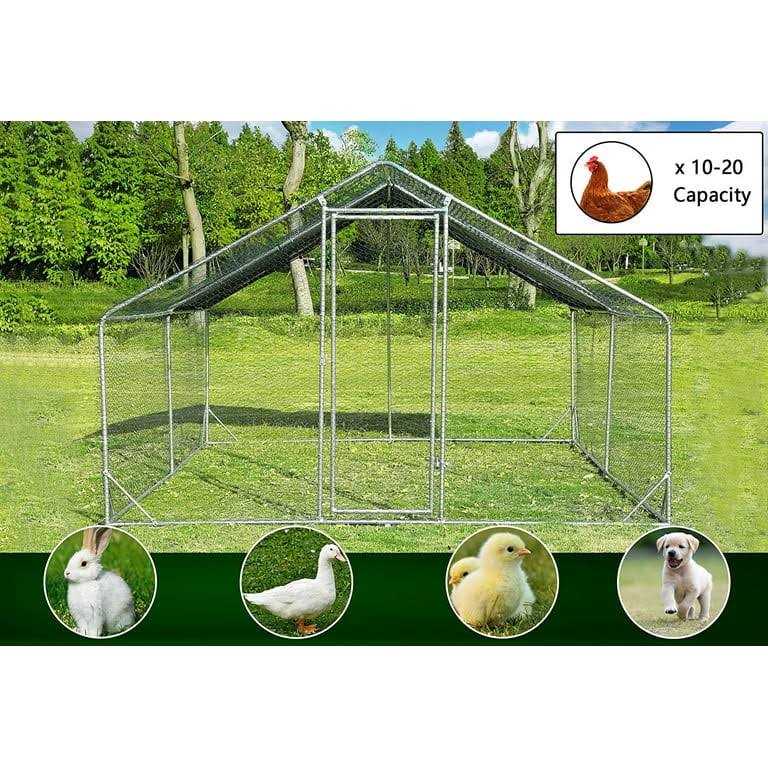 Large Metal Chicken Coop with Wire Mesh Chicken Run O30948