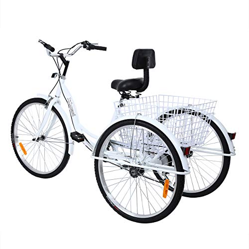 24 Inch 26 Inch 3-Wheel Adult Tricycle with Shopping Basket U386609