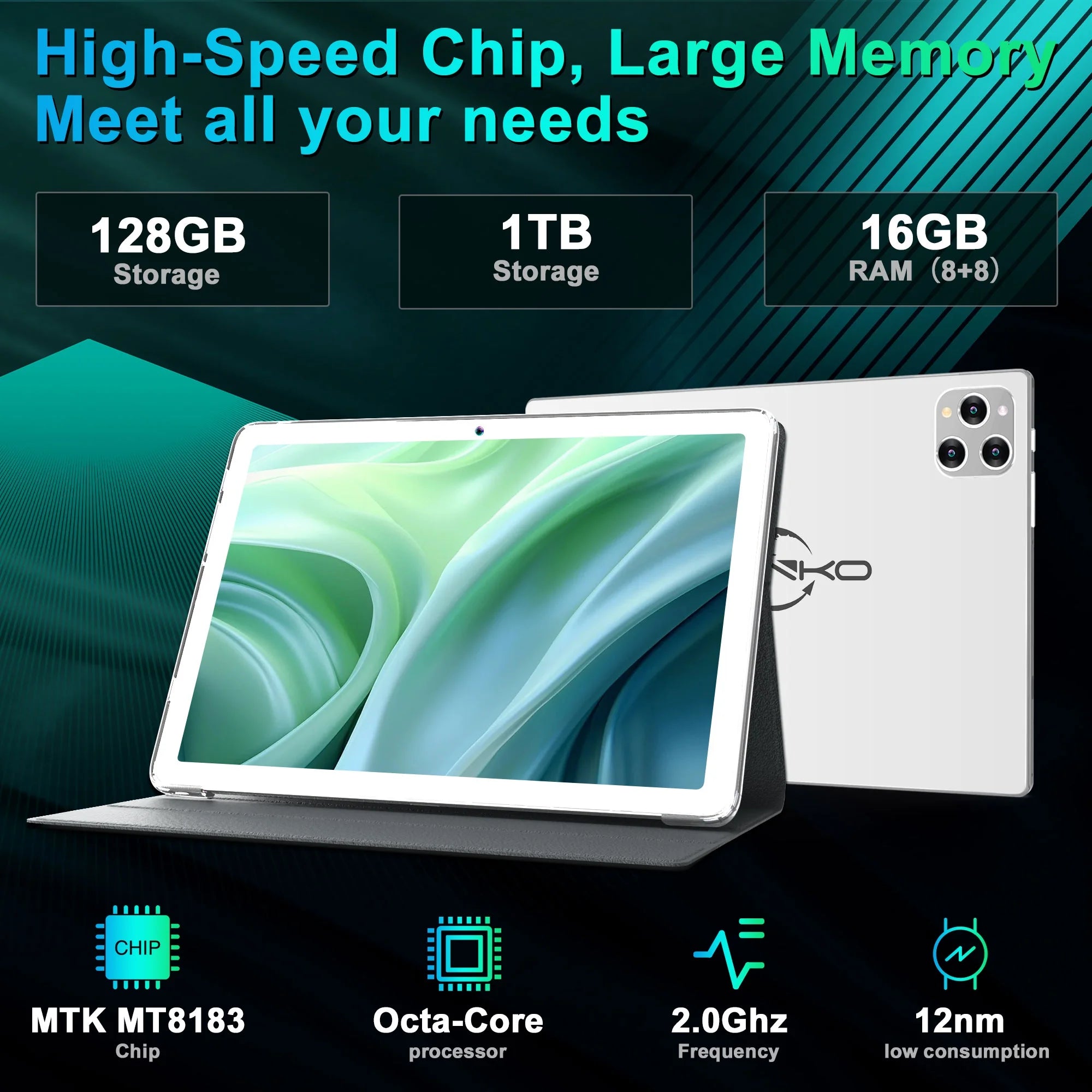 10 Inch Android 13.0 Tablet, 128GB ROM+16GB RAM, Octa-Core, FHD Display I5833