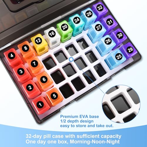 Black Monthly Pill Organizer 2 Times a Day 30 Day with Travel Case P410953