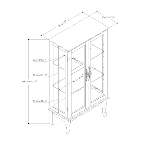Oak Display Lighted Cabinet with Glass Doors and Adjustable Shelves B997074
