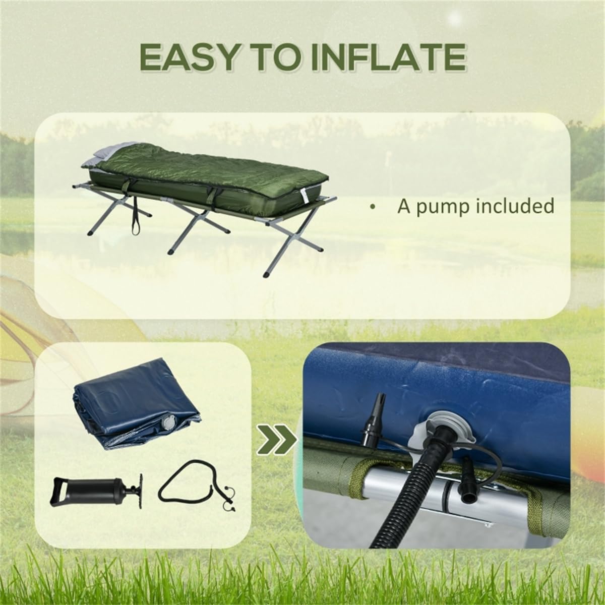 Elevated Folding Camping Cot with Sleeping Bag O2793