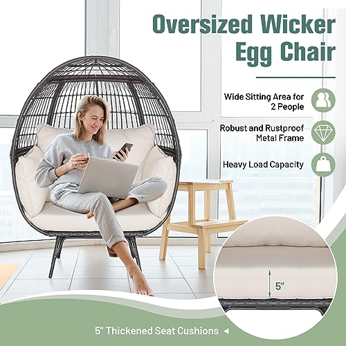 Oversized PE Rattan Egg Chair with Metal Stand and 4 Cushions F41917