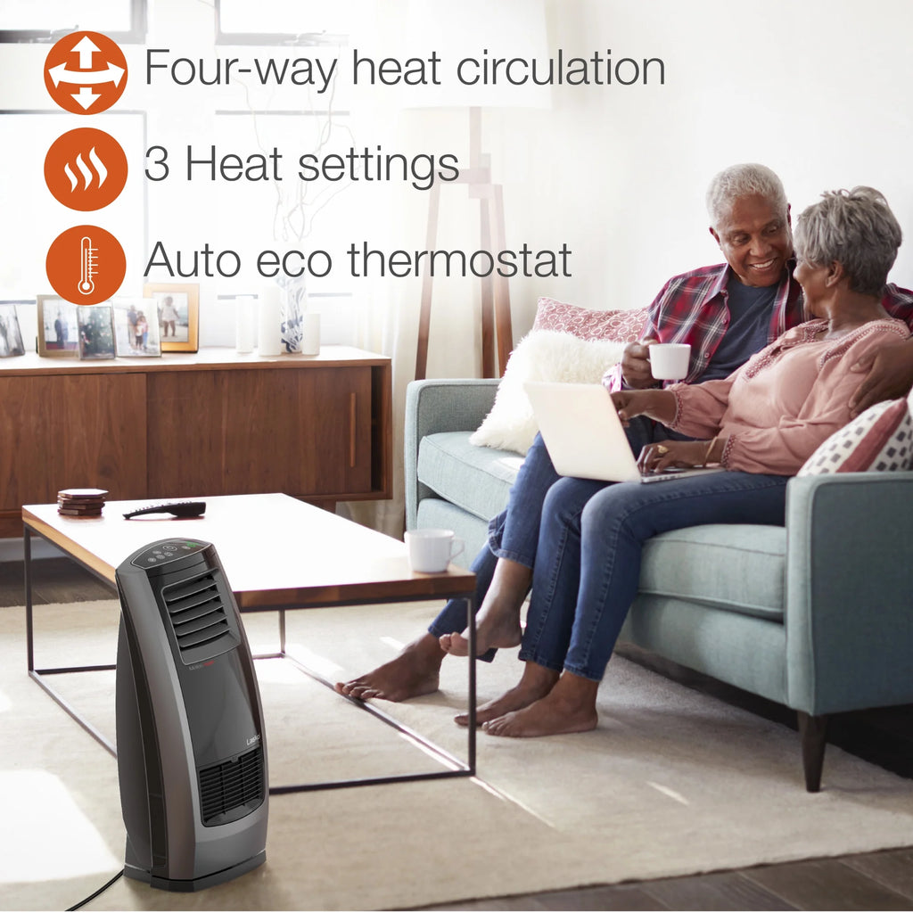 22.5" 1500W Ceramic Room Heater with Remote, Black/Silver I5472