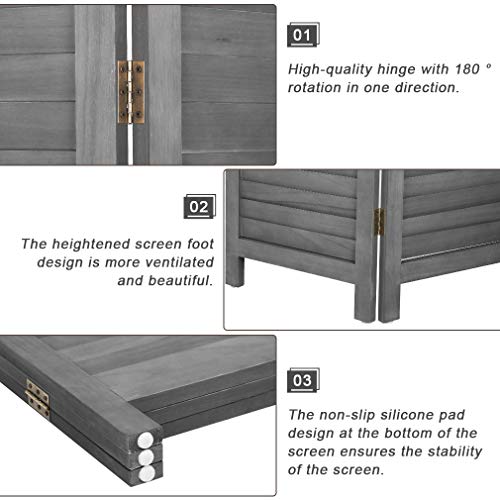 Brown 3 Panel Wood Folding Room Divider J980