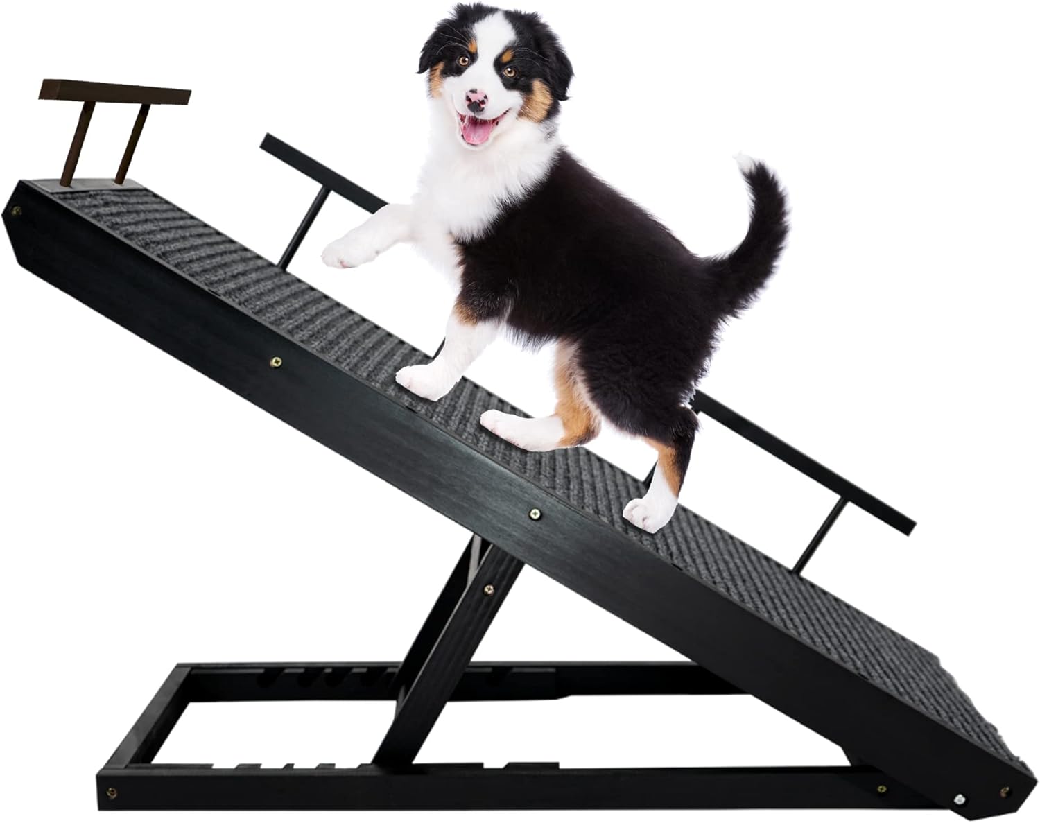 Adjustable Pet Ramp with Non Slip Traction Mat, Safety Side Rails, Black, Pack of 2 R555457
