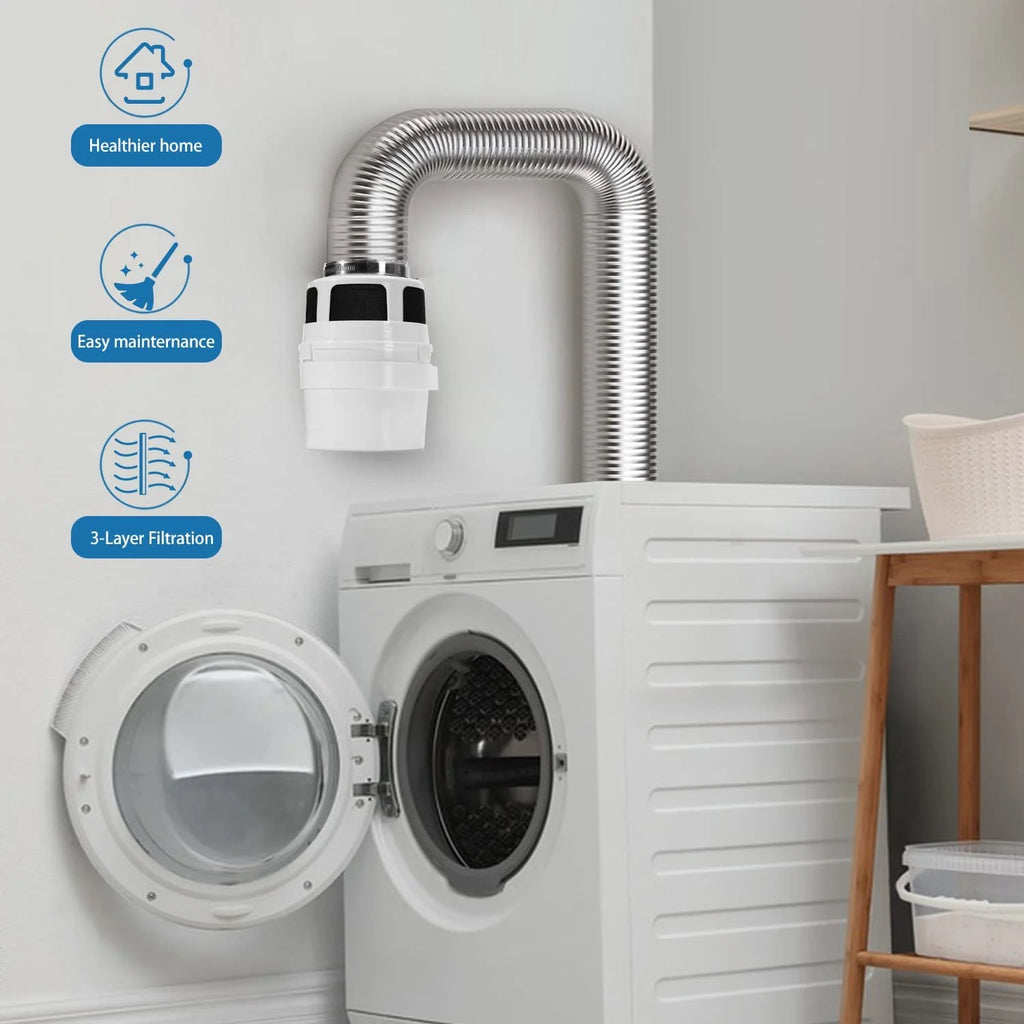Indoor Dryer Vent Kit with 4-Inch by 5-Feet Silver Duct L6701