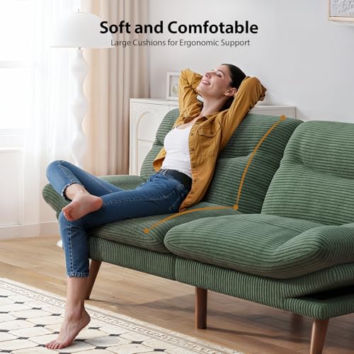 Grey Corduroy Convertible Futon Sofa Bed Z16755