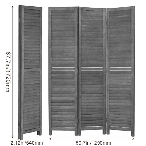Brown 3 Panel Wood Folding Room Divider J980