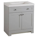 30.50 in. W x 18.75 in. D Bath Vanity in Pearl Gray with Cultured Marble Vanity Top in White O981