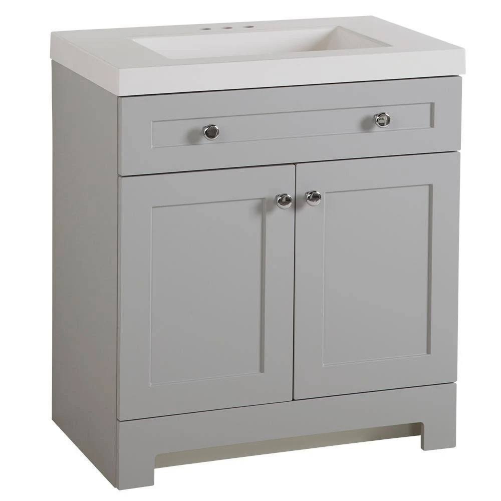 30.50 in. W x 18.75 in. D Bath Vanity in Pearl Gray with Cultured Marble Vanity Top in White O981