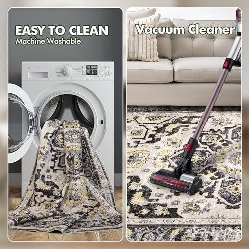 9x12 Brown Non Slip Washable Area Rug R843