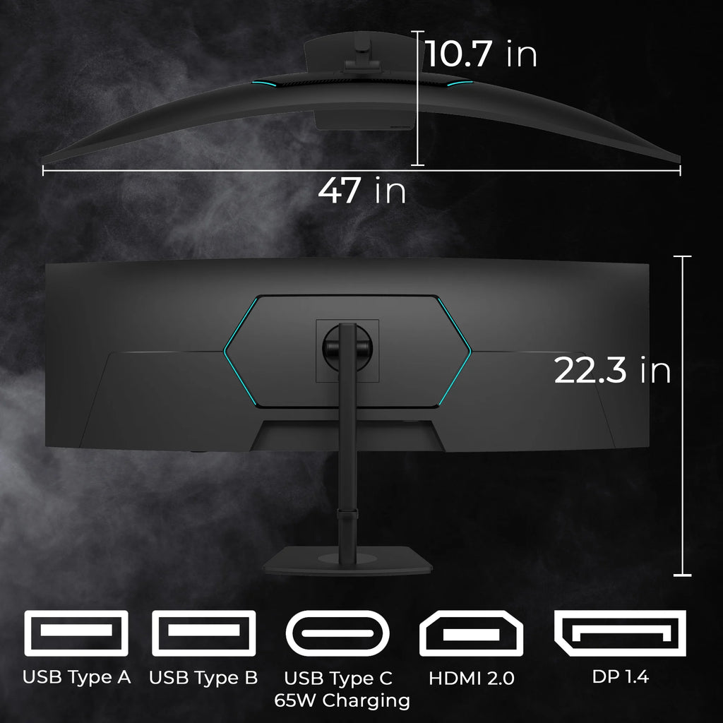 49" 5K Curved Gaming Monitor, 120 Hz, Adjustable Stand R628