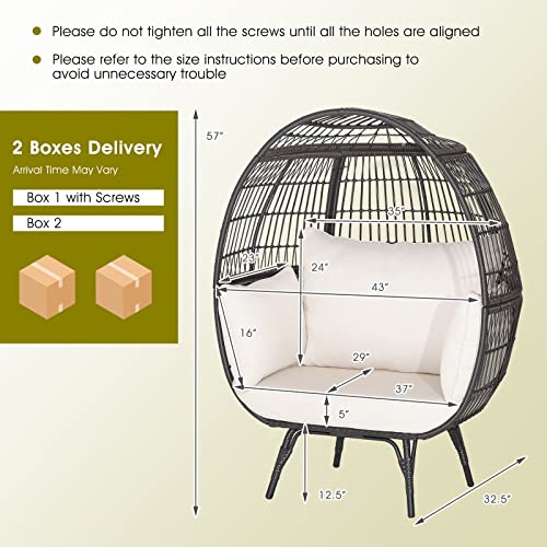 Oversized PE Rattan Egg Chair with Metal Stand and 4 Cushions F41917