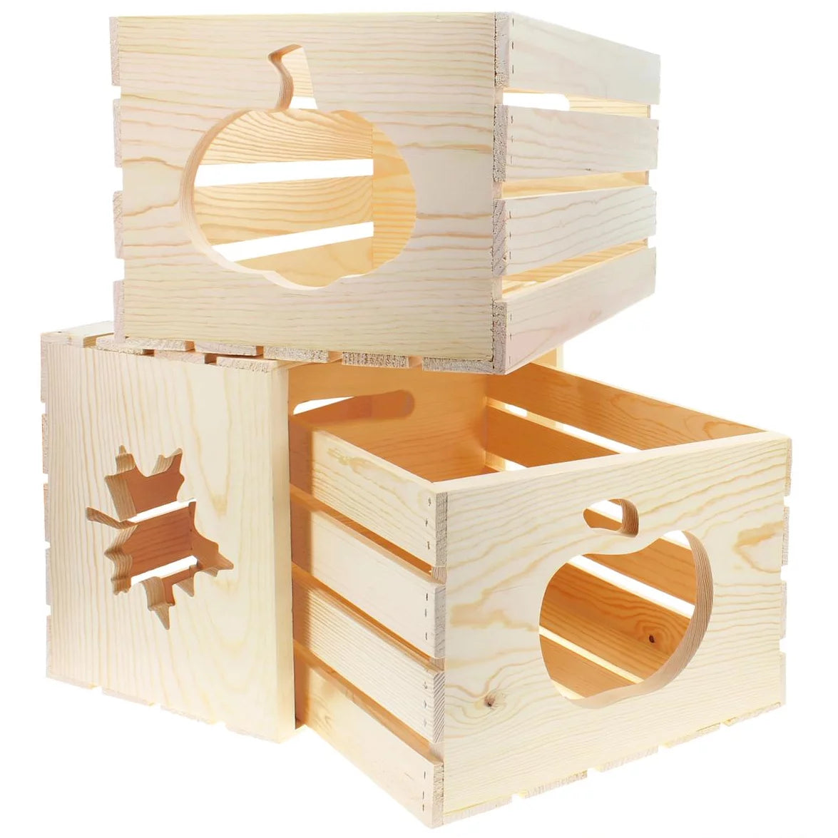 Wooden Crate with apple cutout, Pine, 17.75" x 12" x 9.5" D820