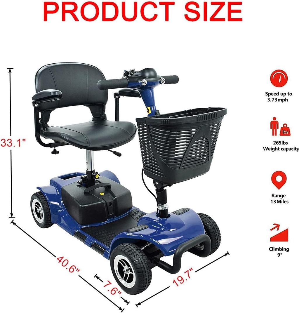 Blue Collapsible 4 Wheel Mobility Scooter W57772