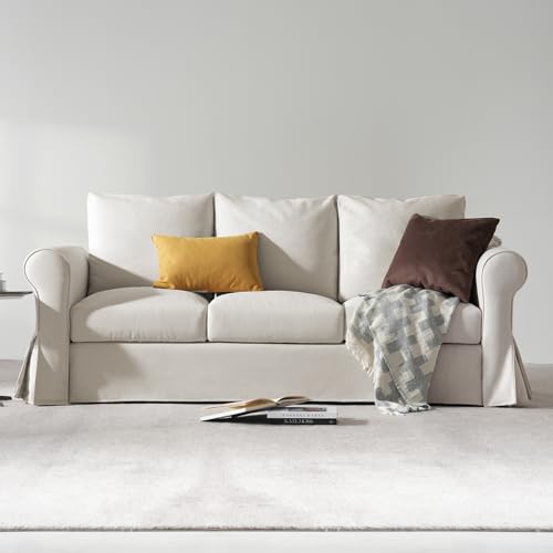 89" White Slip Covered Sofa with Extra Deep Seat B436142