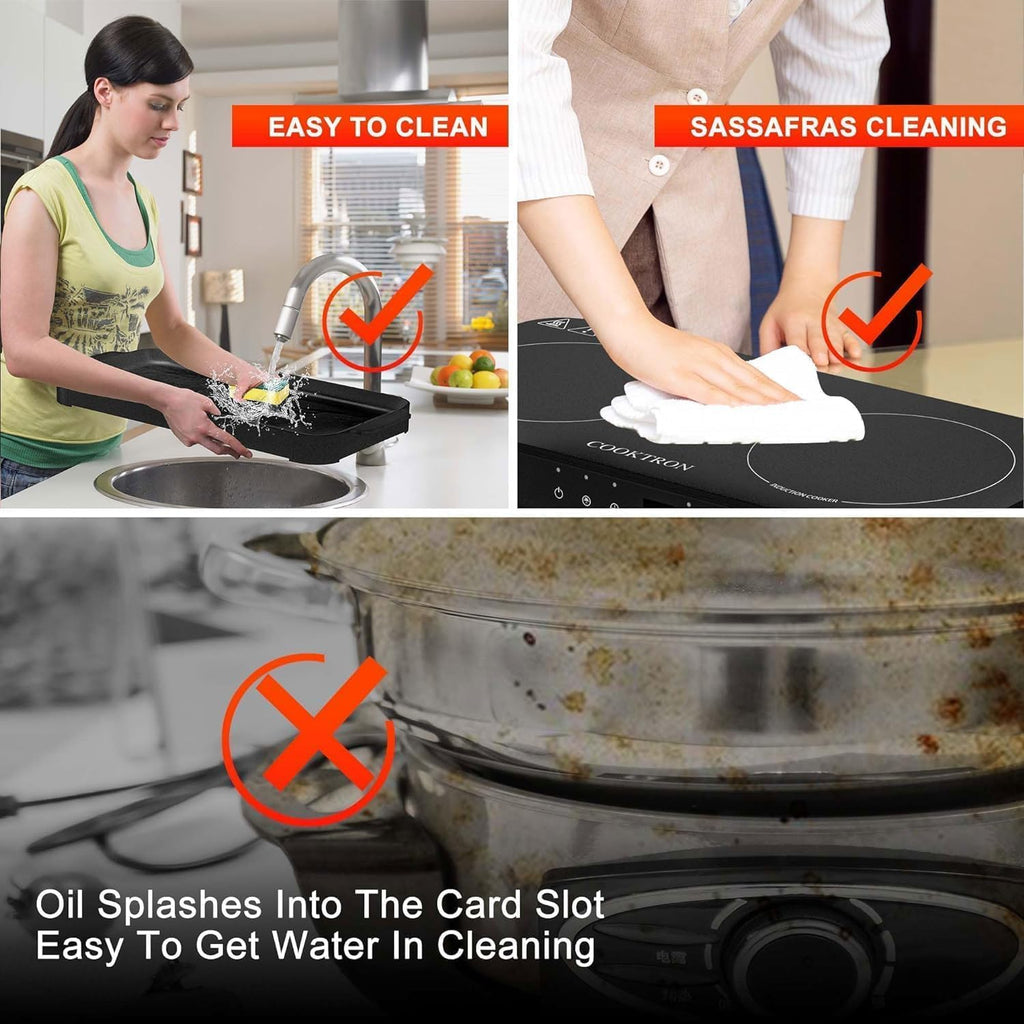 Induction Cooktop 2 Burner with Removable Iron Cast Griddle Pan Non-stick P8548