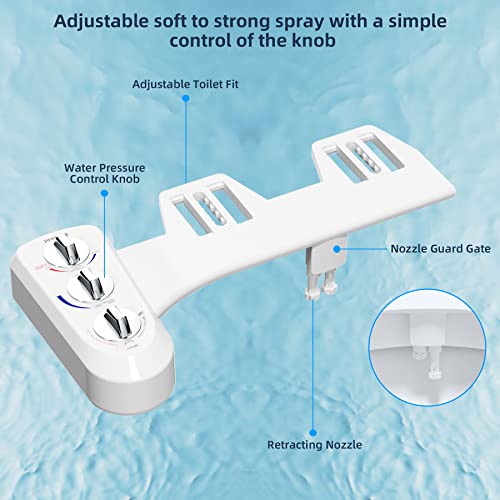 Black Non-Electric Mechanical Bidet Toilet Seat Attachment with Dual Nozzle J925923